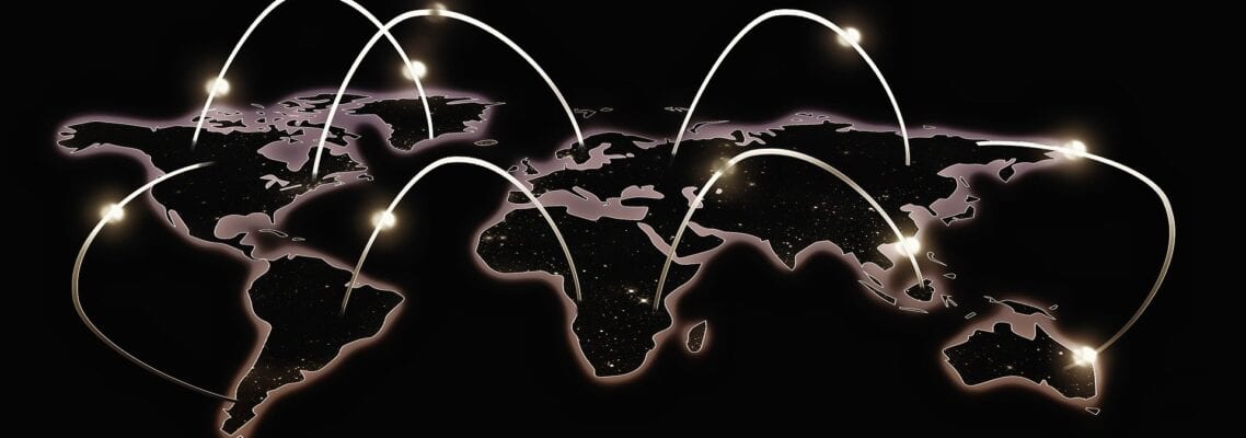 A map of the world with lights on it