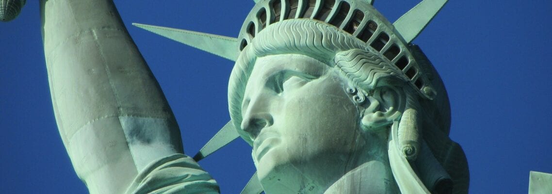 A close up of the statue of liberty