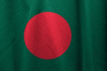 A close up of the flag of bangladesh