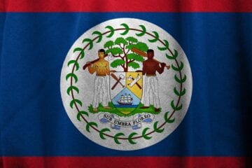 A close up of the flag of belize