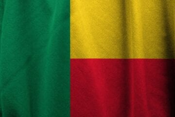 A flag of benin is shown in this image.