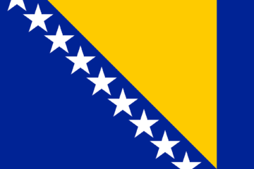 A flag of bosnia and herzegovina with stars.