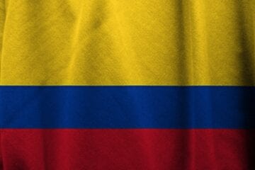 A close up of the flag of colombia