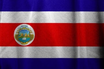 A close up of the flag of costa rica