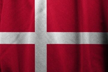 A close up of the flag of denmark