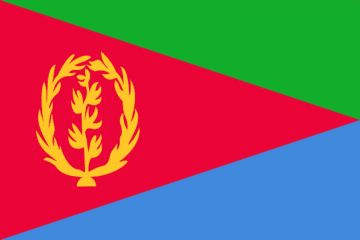 A flag of eritrea with the colors blue, green and red.