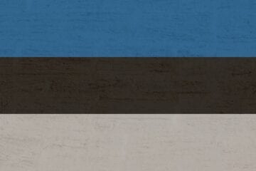 A blue, brown and white striped background.