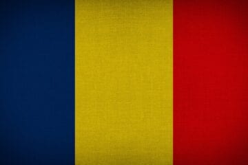 A flag of romania is shown in this image.