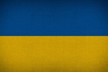 A yellow and blue flag with the ukrainian colors.