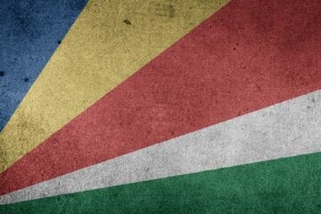 A close up of the flag of seychelles