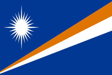 A flag of the marshall islands with an orange stripe.