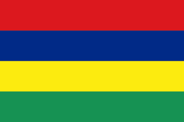 A flag of mauritius with the colors blue, red and yellow.