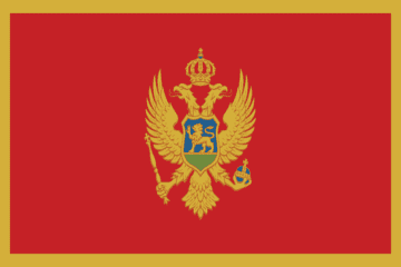 A flag of montenegro with the coat of arms on it.