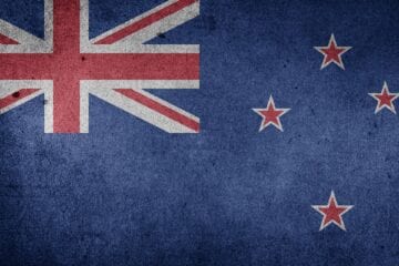 A close up of the flag of new zealand