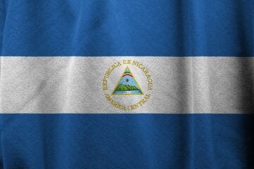 A close up of the flag of nicaragua