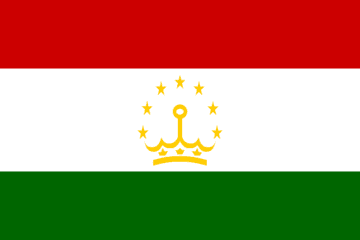 A flag of tajikistan with the colors red, white and green.