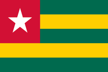 A flag of togo with the colors green, yellow and red.