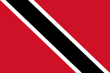 A red and black flag with the trinidad and tobago flag on it.