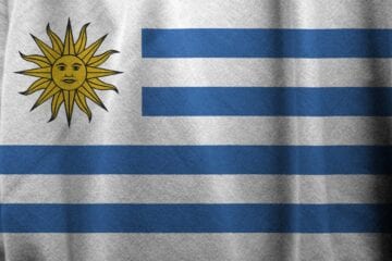 A close up of the flag of uruguay