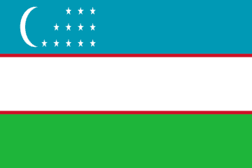 A flag of uzbekistan with the colors blue, white and red.