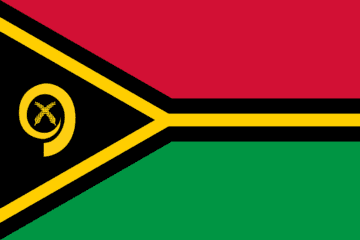 A flag of vanuatu with the colors red, yellow and green.